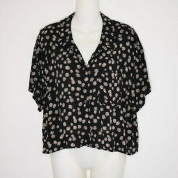 American Eagle Daisy Shirt Black/White Women's Sz Medium - Picture 1 of 9